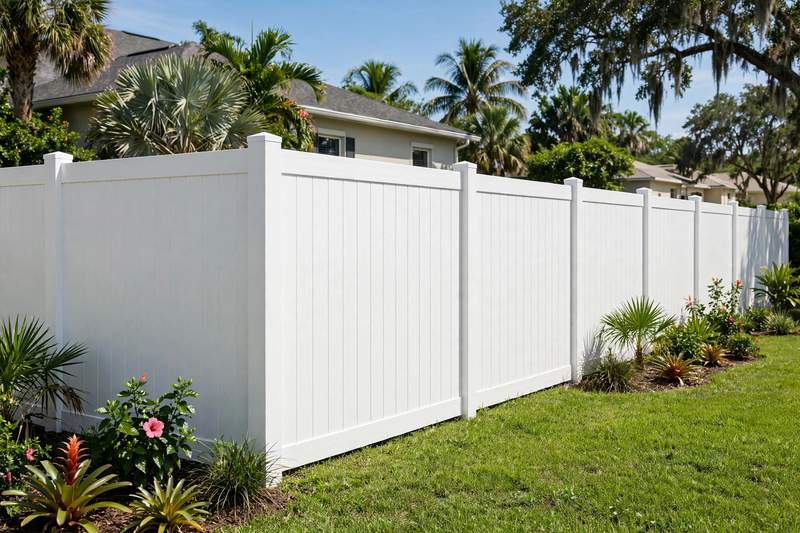 White vinyl privacy fence