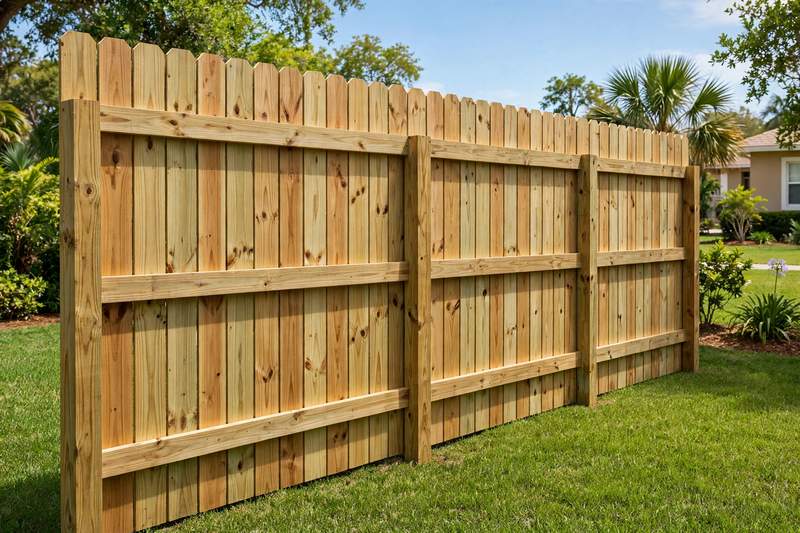 Wood side by side privacy fence