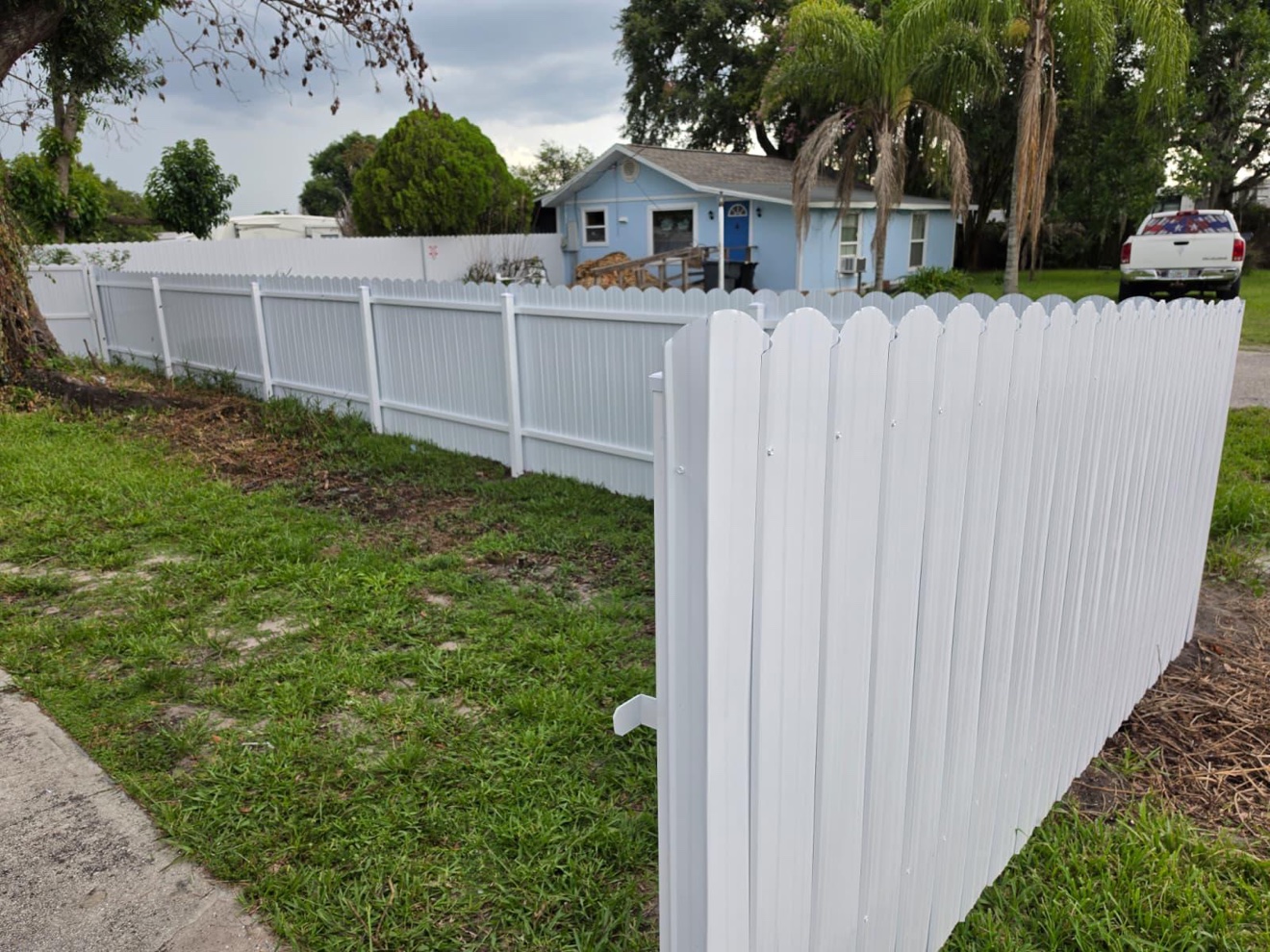 White Dura-fence installation at a residential property